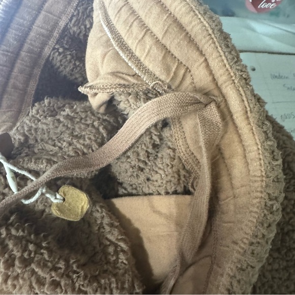 SKIMS Teddy size small unisex cozy drawstring Fleece brown straight Jogger Pants - Picture 8 of 10